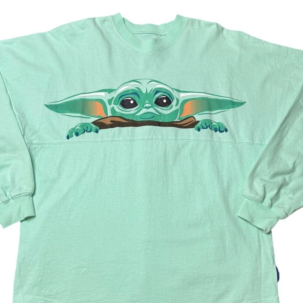 Disney Spirit Jersey Star Wars Mandalorian Grogu Mint Green XS Parks Metallic - Picture 3 of 8
